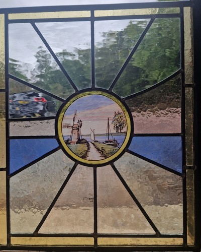 Stained glass panel with - glass,