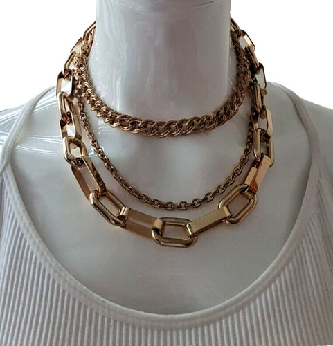Chunky multi chain gold tone - chunky,