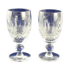 Pair of Waterford Colleen Short Stem Sherry Glasses Cut Glass Lead Crystal