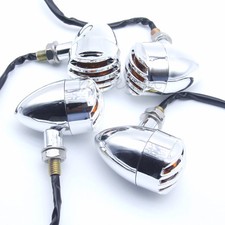4PCS Chrome LED Turn Signal Light Bullet Amber Indicator Lamp for Harley Yamaha