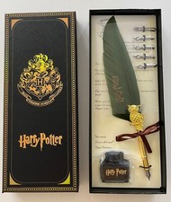 Harry Potter Quill Feather Antique Pen and Ink Set With Replacement Nibs - Green