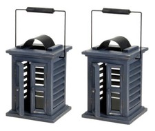 2 Outdoor Garden Candle Lantern Distressed Wood Decorative Grave Candle Holder