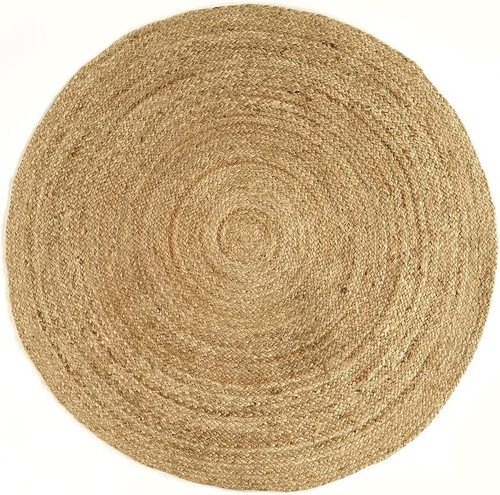 Round rug natural jute braided - natural,