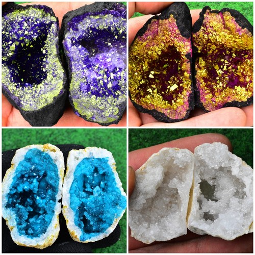 Colour quartz geode - geode, blue/pink