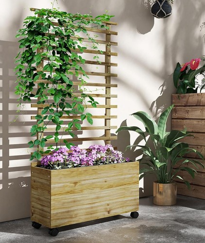 Trellis planter box wooden - trellis,