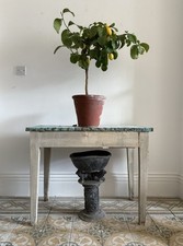 French Antique Potting Shed or Orangery Table C1900, Verdigris Copper Top 90cm