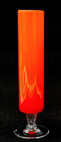 Vintage orange cased glass bud - orange,