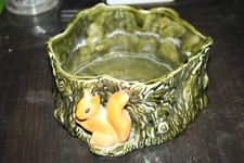 vintage sylvac squirrel on tree stump planter
