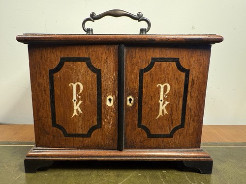 19th oak travel spice chest - c,