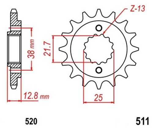 Sprocket 15t pitch - 15t, for