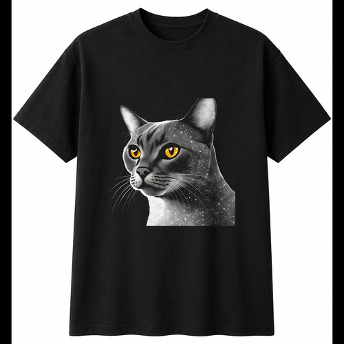 Greyscale burmese cat glowing - greyscale,