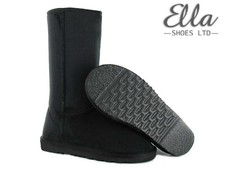 Ladies Ella Winter Boots Womens Faux Fur Sheepskin Tall Warm Cosy Booties Black