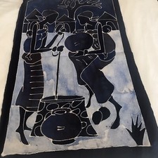 African Batik Fabric Wall Hanging, Beautiful Colors, Signed By The Artist. New.