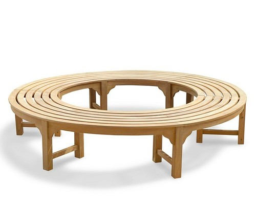 Teak tree seat bench - teak, round