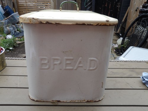 Vintage enamel bread - , bin