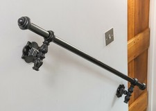 industrial stair hand rail, staircase, cast iron, wrought iron, vintage, black