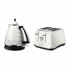 De'Longhi Electric Kettle and Toaster Set Brillante 4 Slice Toaster Kettle White