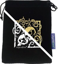 Premium Dice Bag - Skulls (Select Colour)   Lined Drawstring Pouch Felt Large
