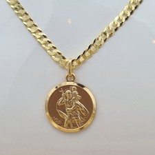 Gold St Christopher Necklace 18 Inch