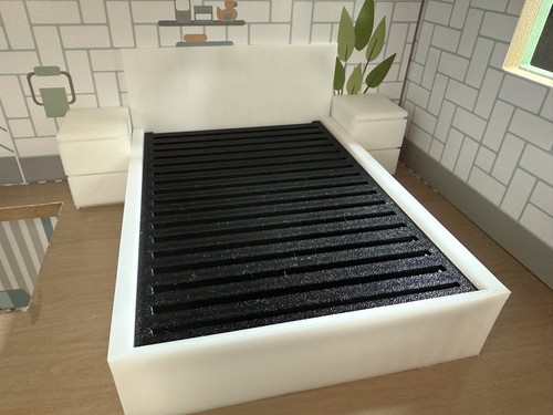 Dolls house bedroom bed - dolls,