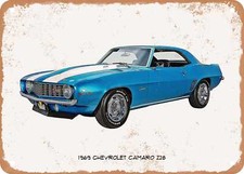 Classic Car Art - 1969 Chevy Camaro Z28 Oil Painting - Rusty Look Metal Sign 3