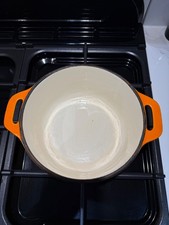 Cast Iron Le Creuset Style Round Casserole Dish no lid  Orange  20cm Diameter