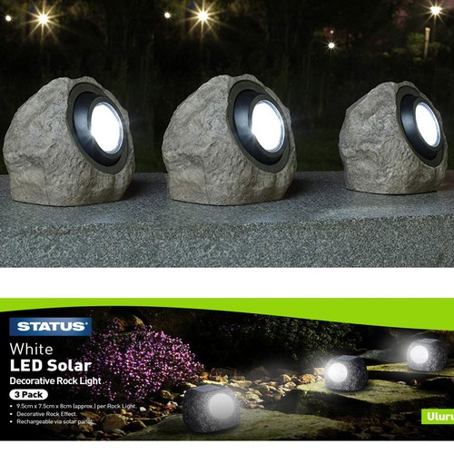 3pk solar rock light - 3pk,