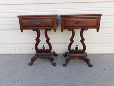Pair Nightstands Lyre Harp