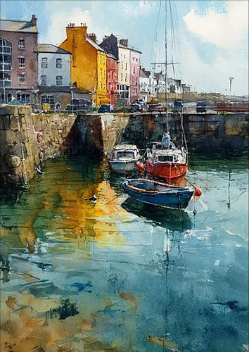 Cornwall harbour seascape - cornwall,