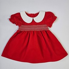 Girls Dress Baby Valentina red smocked dress 6 month - 3 years