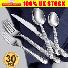 30pcs Cutlery Dinner Set Stainless Steel Metal Stand Rack Forks Tea Spoons