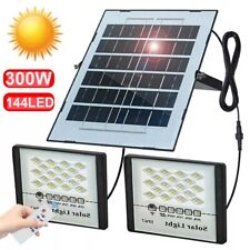 Solar Powered LED Double Floodlights Garage Shed Light Garden Indoor Outdoor