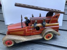 Vintage Clockwork Tinplate Fire Engine Circa 1920s Fairylite Working Restoration