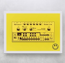 ROLAND TB-303 Synth Inspired CANVAS ART PRINT A2 Smiley face