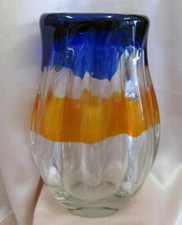 VINTAGE ITALIAN MURANO CRYSTAL GLASS MASSIVE VASE