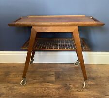Mid Century 1960s Danish Teak and Rattan Drinks Trolley.