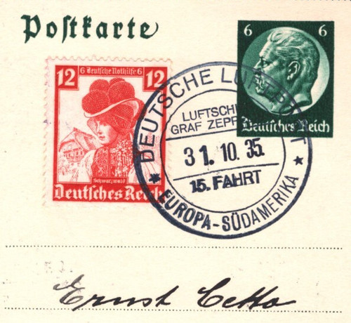 Germany hindenburg card - germany, 6p