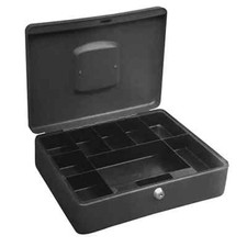 5 Star Office High Capacity Cash Box, 8 Part Coin Tray, 1 Part Notes, Black