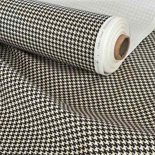 Black & Beige Houndstooth Fabric – Organic Cotton Upholstery / Curtain Material