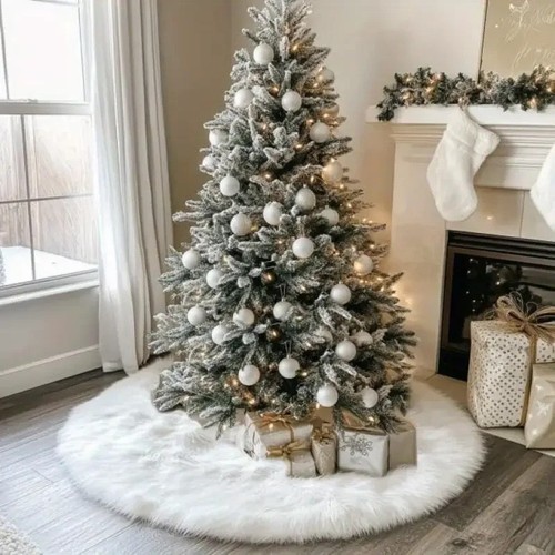 Christmas tree skirt white - christmas,