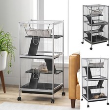 PawHut Rolling Small Animal Cage for Chinchillas Ferrets Kittens W/ Ramp