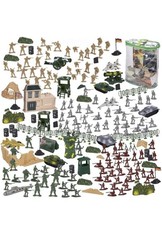BLUE PANDA 300-Piece Army Men Action Figure Set with Zipper Bag- Red, Silver