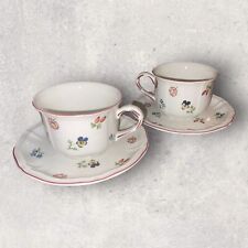 Villeroy Boch Petite Fleur 2x Breakfast Cup & Saucer Porcelain Floral Luxembourg