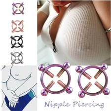 PAIR Adjustable Nipple Clip Fake Nipple Ring Nipple Bar Non Piercing Jewellery