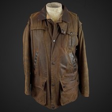 Barbour Bushman Jacket Medium Brown Made In England A1550 Wax Country Leather