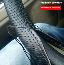 New Leather DIY Car Steering Wheel Cover Anti-slip For 15"/38 cm Dia Black