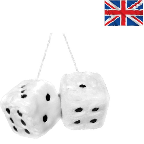 Plush white fuzzy dice - plush,