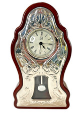 Fine Italian Silver Laminate & Wood Ornate Floral Chased Grandfather Clock