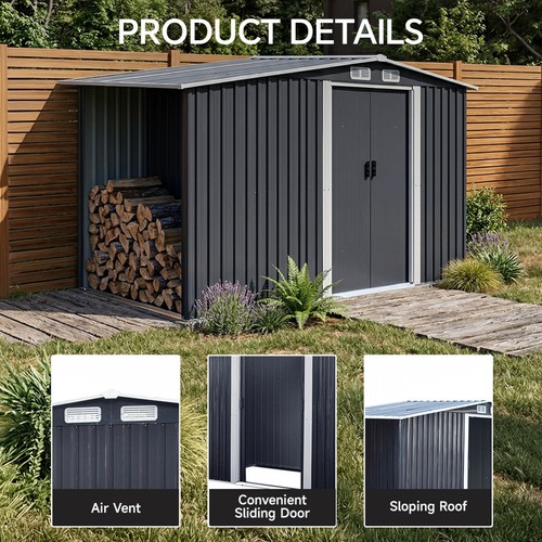8x4ft garden shed metal apex - shed,