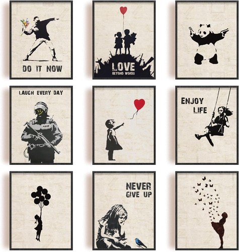 Set banksy wall art prints - set,